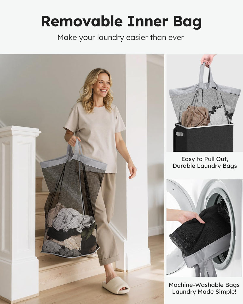90L Laundry Hamper with Lid, Large Collapsible Laundry Basket