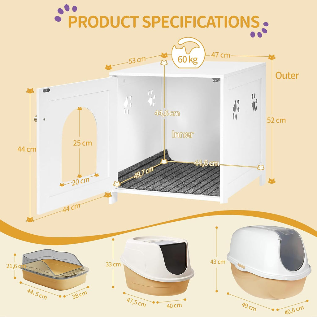 Cat Litter Box Enclosure, 21 inches Hidden Litter Box Furniture