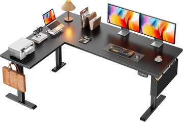 63" L Shaped Standing Desk Height Adjustable Memory Presets Black | Reversible Corner Desk, Ergonomic Sit to Stand