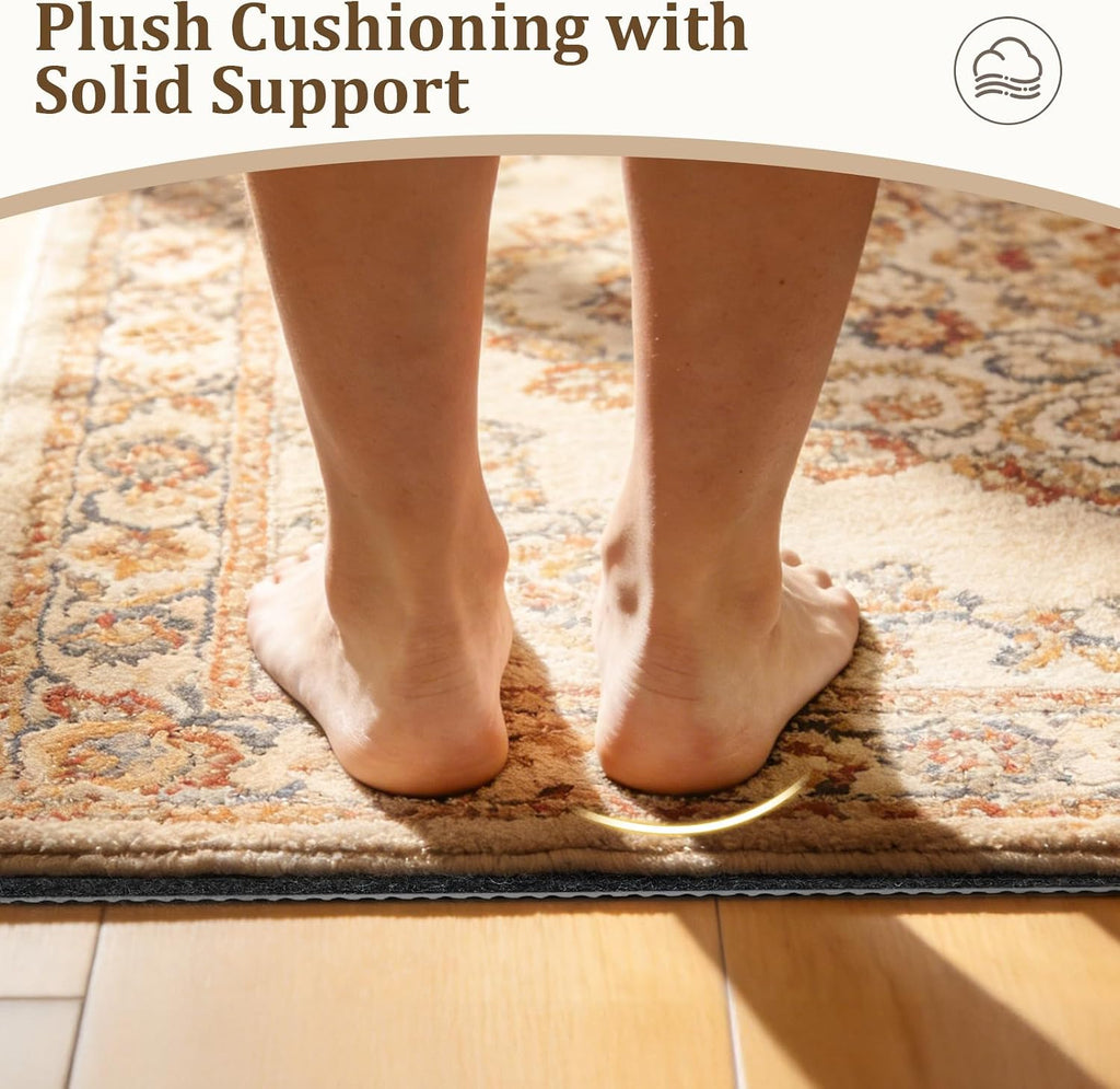 9x12 Ft Non Slip Rug Pad, Dual Surface Felt and Rubber Gripper Backing, 1/4 inch Thick Carpet Liner for Hardwood - Set of 108