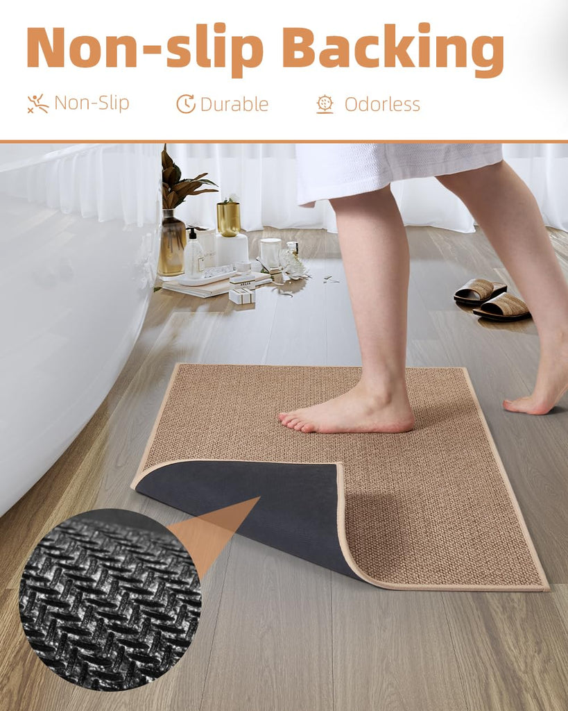 Non-Slip Bath Mat, Braided Absorbent Bathroom Mat, 20''x32'' Beige
