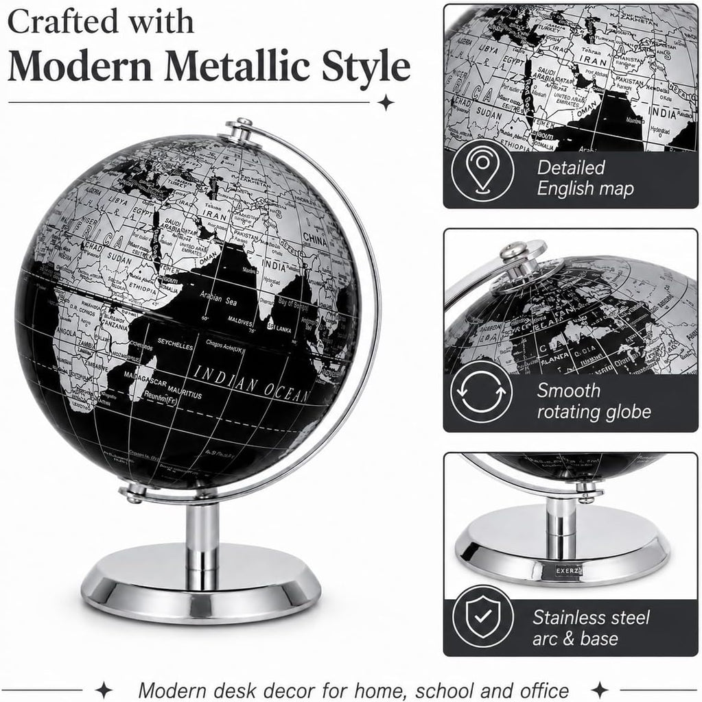 5.5 Inches Mini World Globe Black Rotating Desktop Globe