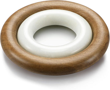 Wood and Marble Trivets, 5.5 Inch Natural Marble Trivet and 8 Inch Wooden Trivets Pot Holder for Hot Dishes - Set of 2