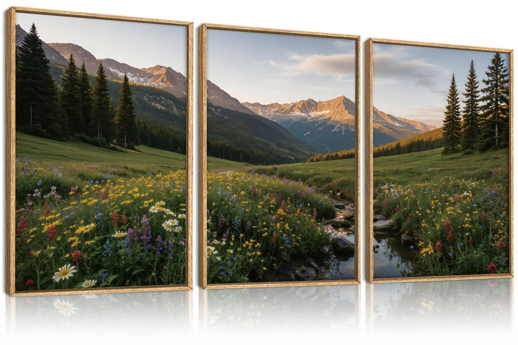 Mountains Landscape Canvas Wall Art, Nature Forest Wall Decor Framed