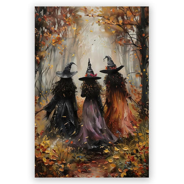 Horror Halloween Decor Wall Art Print Three Witches In The Forest Vintage Posters Decor Autumn Beautiful Witches