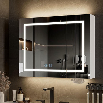 24"x32" Bathroom Medicine Cabinet with Mirror & Lights, White | Anti-Fog, Dimmable, Wall Mounted, Memory Function
