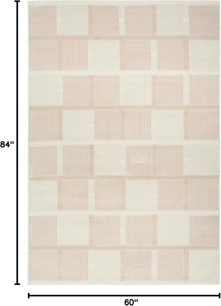 Home Nordic Ivory Taupe Area Rug - Easy Clean, Non Shedding, Bed Room, Living Room, Dining Room, Kitchen (5'