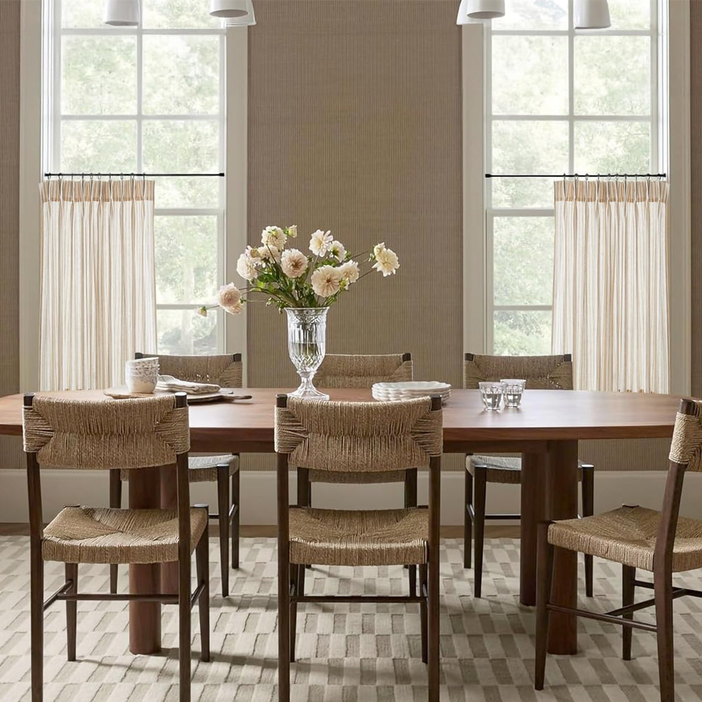 Kitchen Curtains for Small Window,Cafe Curtains 24 Inch Length,Boho Striped Kitchen Pinch Pleat Curtain with Hooks