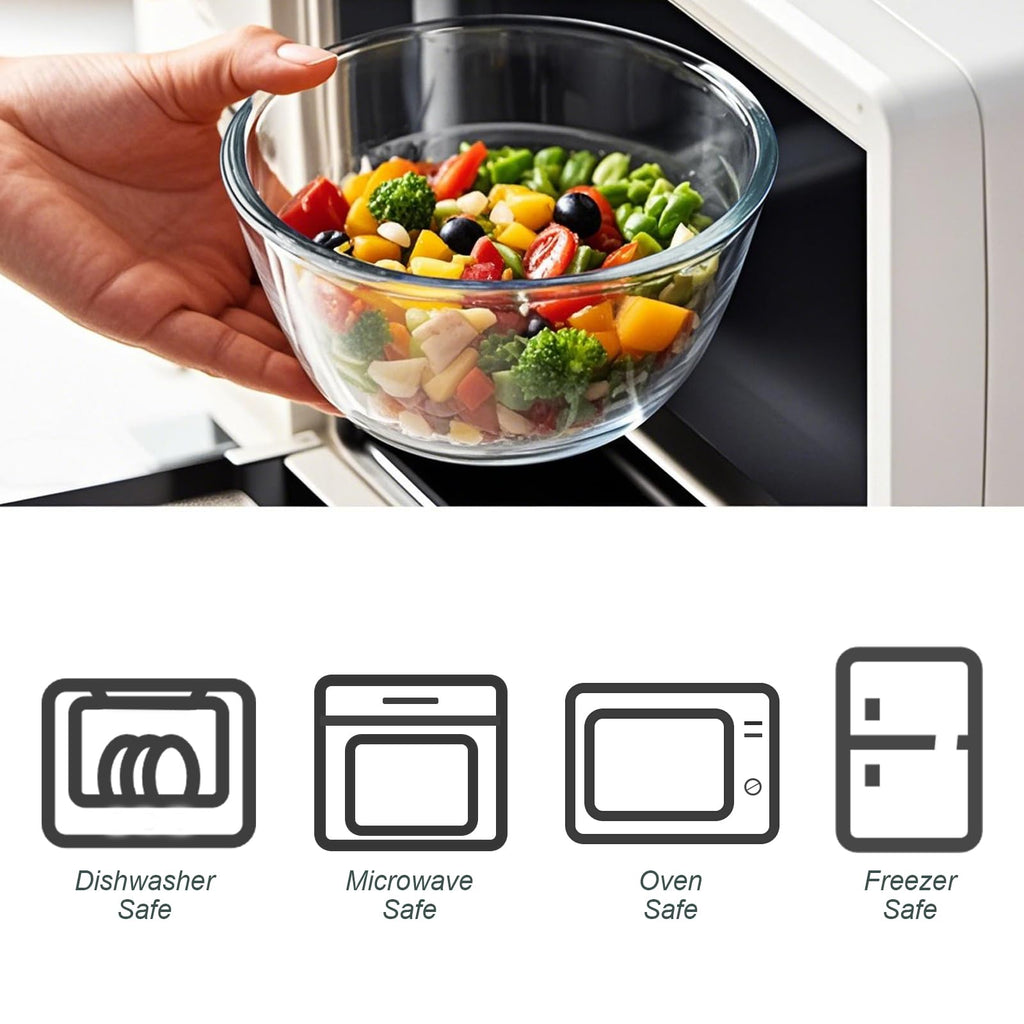 4 Packs Glass Mixing Bowls with Lids Set, 0.8/1.7/2.9/4.8 Qt