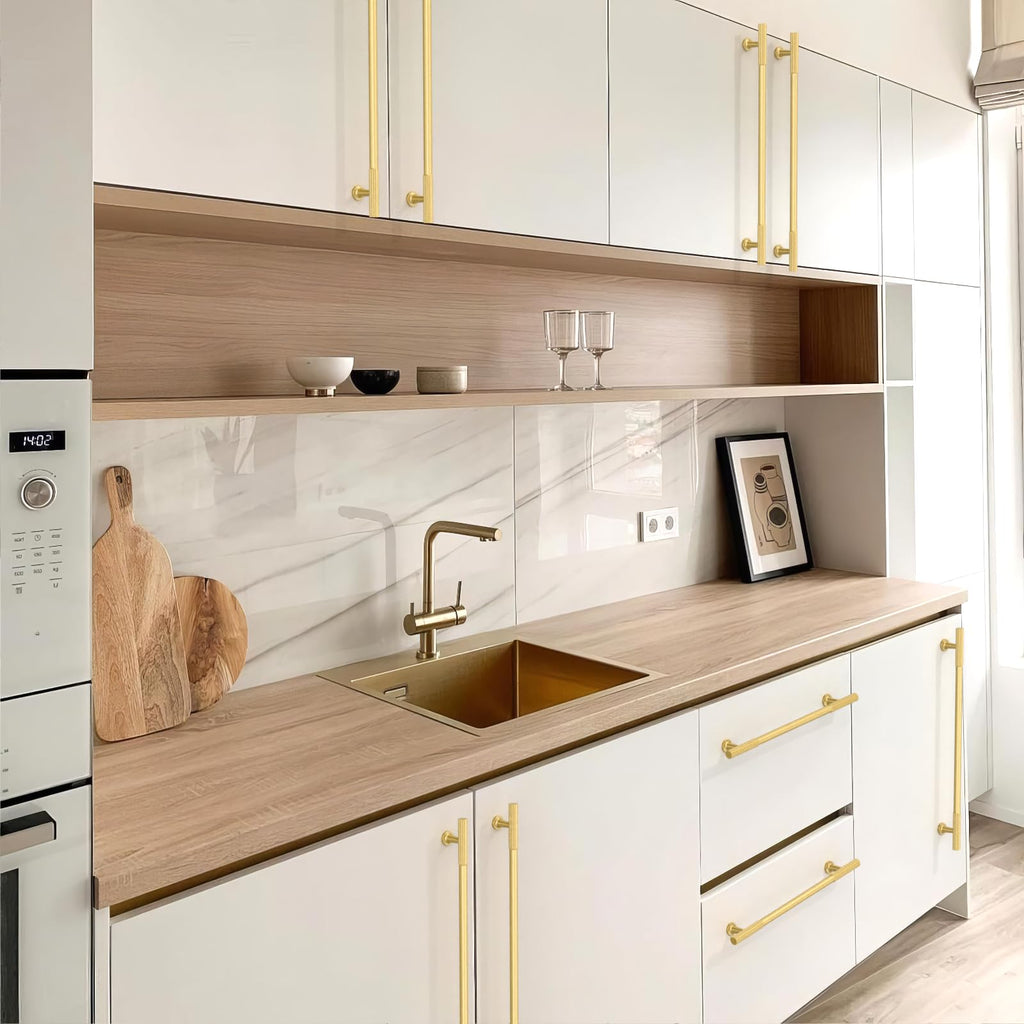 2 Pack Brushed Gold Cabinet Pulls 10 Inch(254mm) Kitchen Cabinet Handles Cabinet Hardware for Drawer Pulls