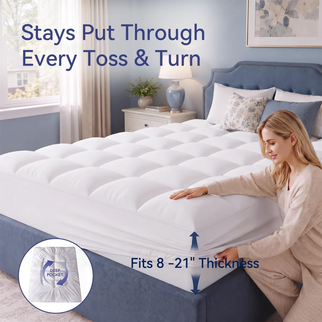 Full Mattress Topper, Extra Thick Pillow Top Mattress Pad Cover