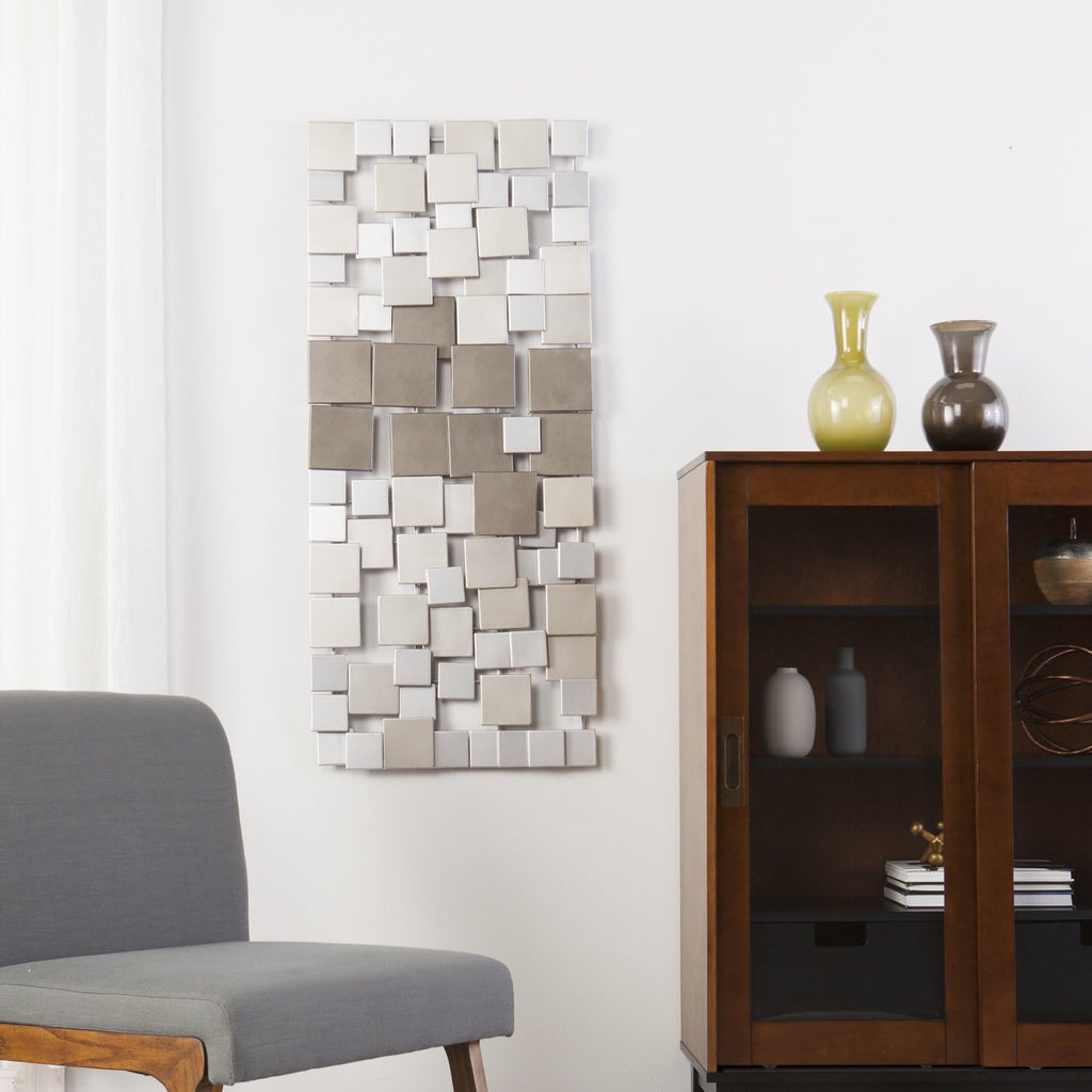 Wavson Wall Sculpture, Geometric 3D Design, Unique Mounting Wall Art, Silver, 47.00" x 2.25"