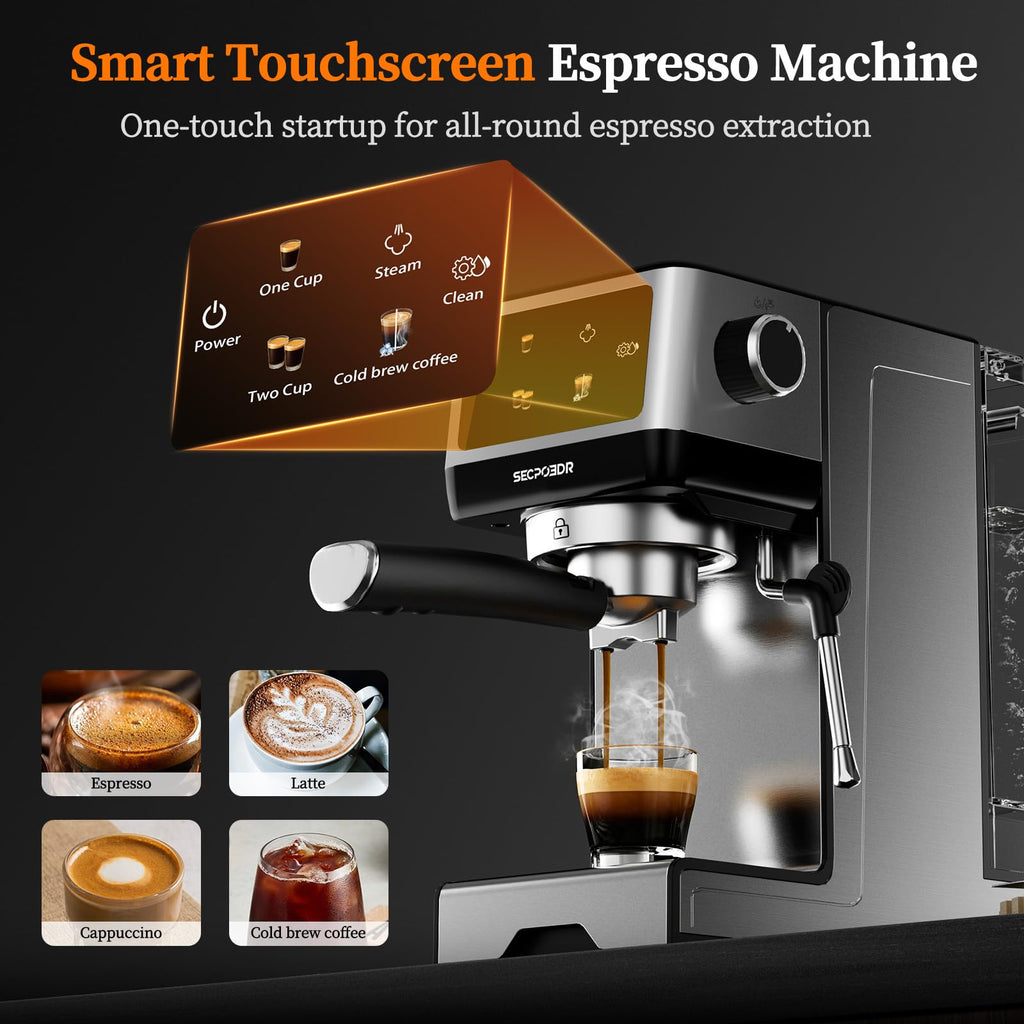 20 Bar Espresso Machine with Milk Frother, Cold Brew, Touch Screen