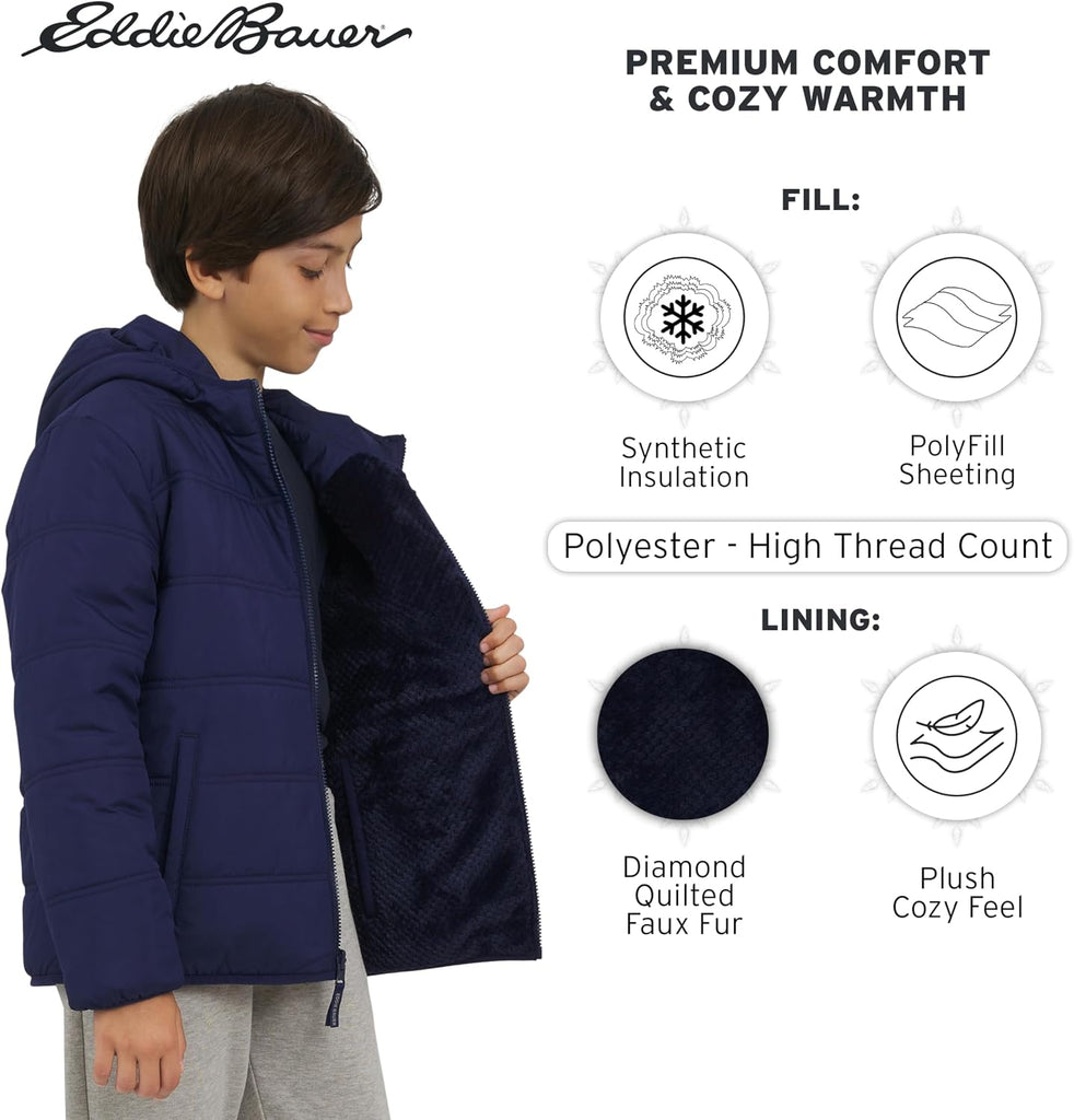 Boys' Deer Harbor Reversible Faux Fur Lined Insulated Puffer Jacket