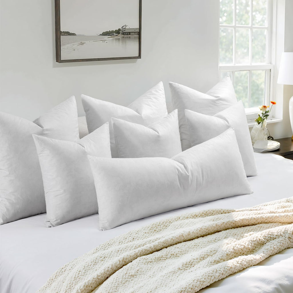 20x20 Pillow Inserts 2 Pack,Feather Mix Polycotton Pillows - Set of 2