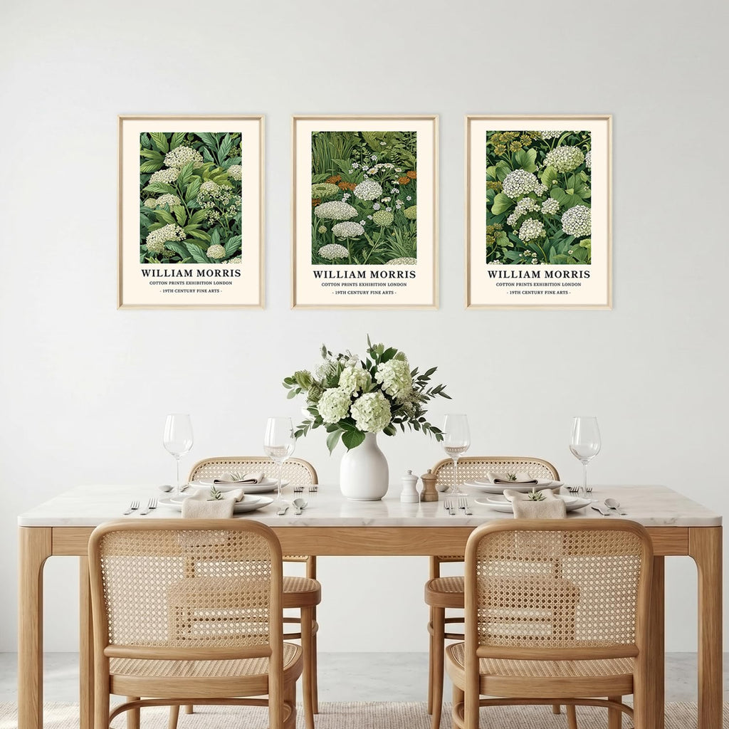William Morris Sage Green Floral Framed Canvas Wall Art-12"x16"x3