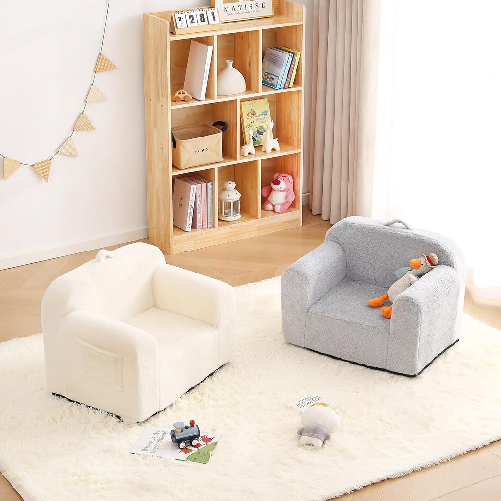 Toddler Chair Plush Kids Couch, Comfy Kids Sofa Toddler Lounger Chair, Convertible Washable Cover Couch