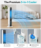 Evaporative Air Cooler - Swamp Cooler with 3L Water Tank, 3 Modes & 3 Speeds, Remote Control, 12H Timer