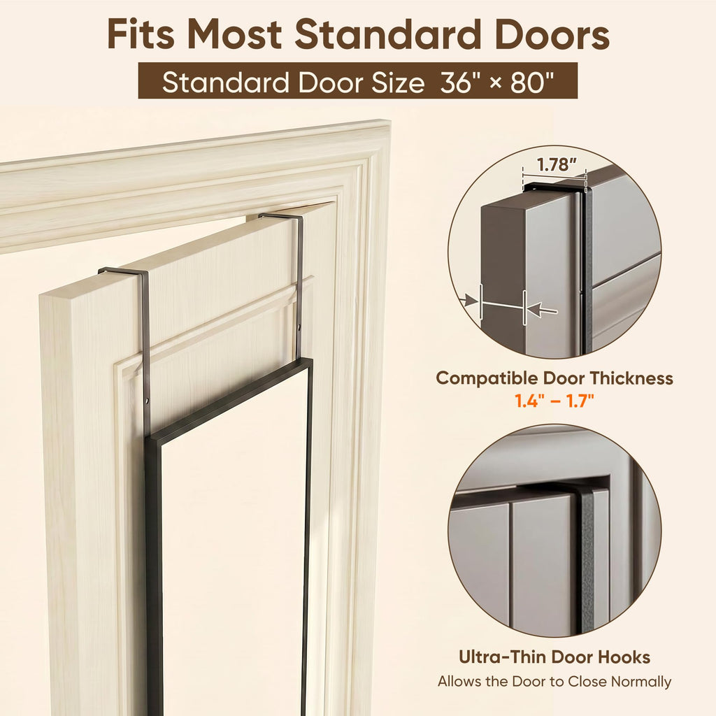 58"×20" Over the Door Full Length Mirror, Black