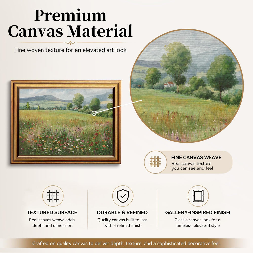 Countryside Wildflowers Vintage Gold Framed Wall Art 12x16 inch