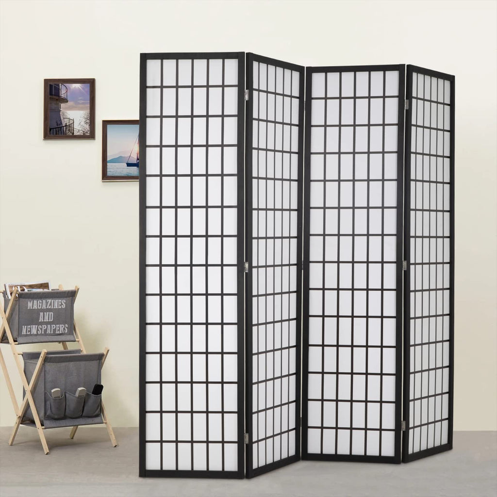 Room Divider 4 Panel Oriental Shoji Screen 6Ft Folding Privacy Divider Wall Divider Portable Freestanding Partition