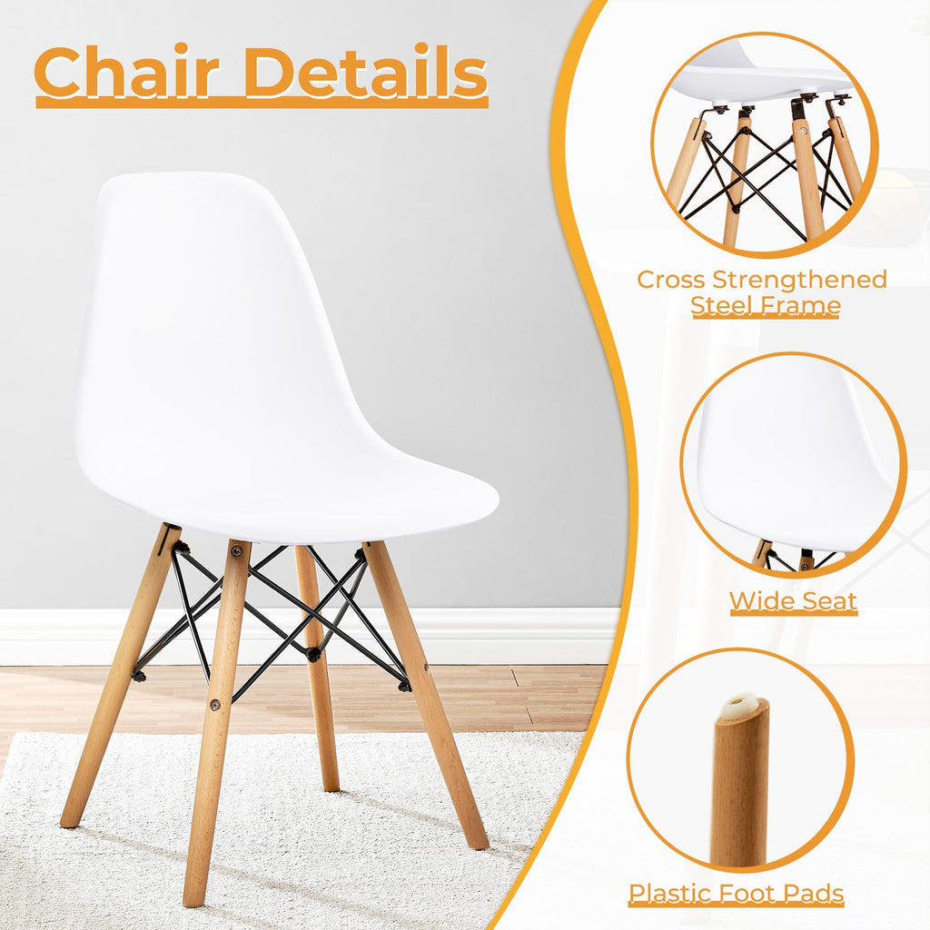 Inspired Eames Style Modern Dining Chair Mid Century Modern DSW, Indoor Plastic Shell Lounge Plastic Chairs Side Chairs Set of 4