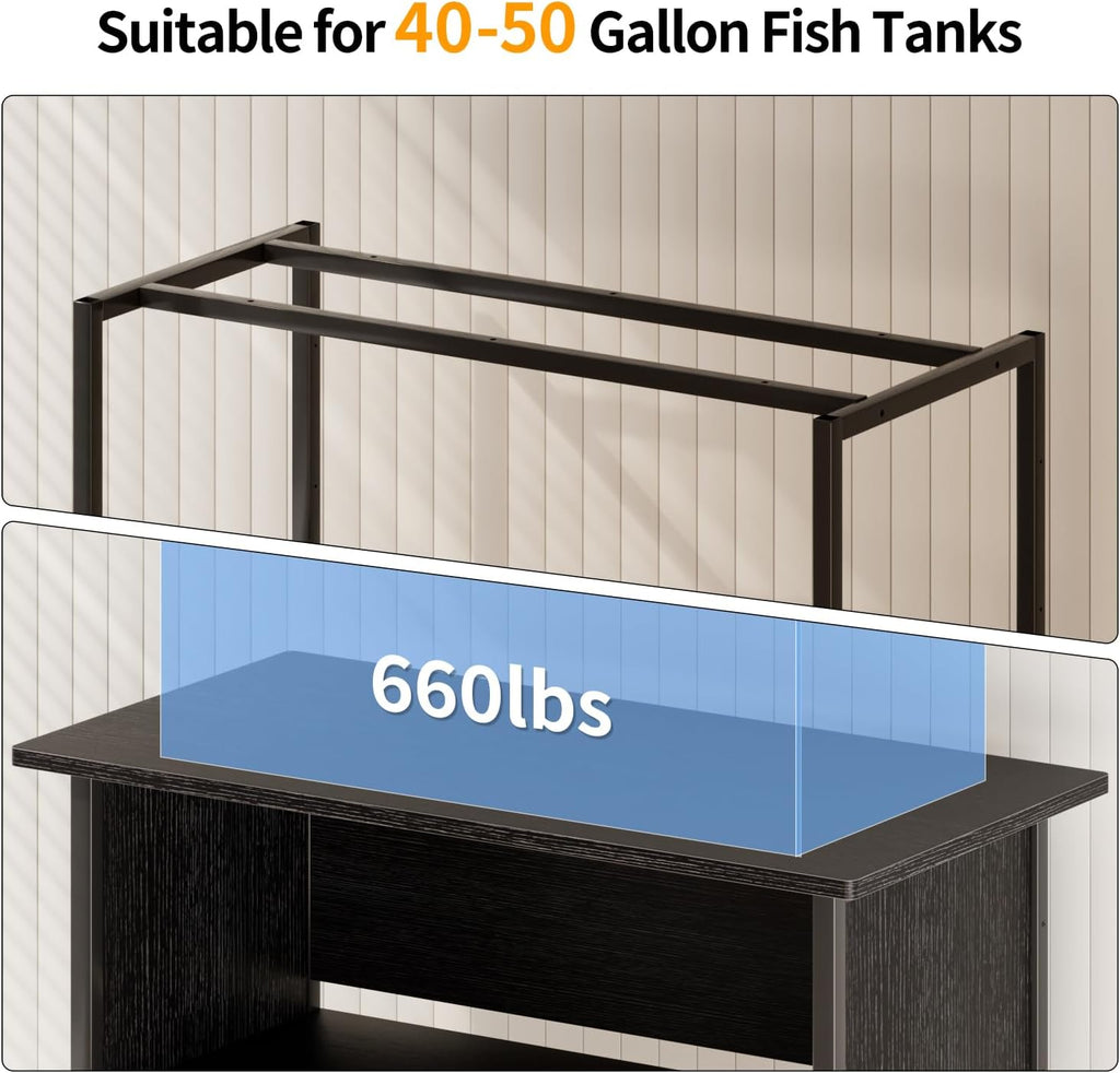 40-50 Gal 3-Tier Aquarium Stand Fish Tank Stand, Black