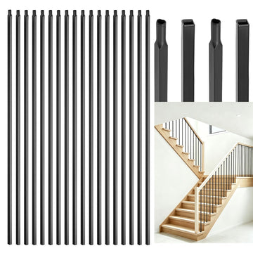 30 Pack 1/2" x 44" Wrought Iron Balusters, Square Hollow Metal Balusters, Deck Balusters, Black Metal Balusters for