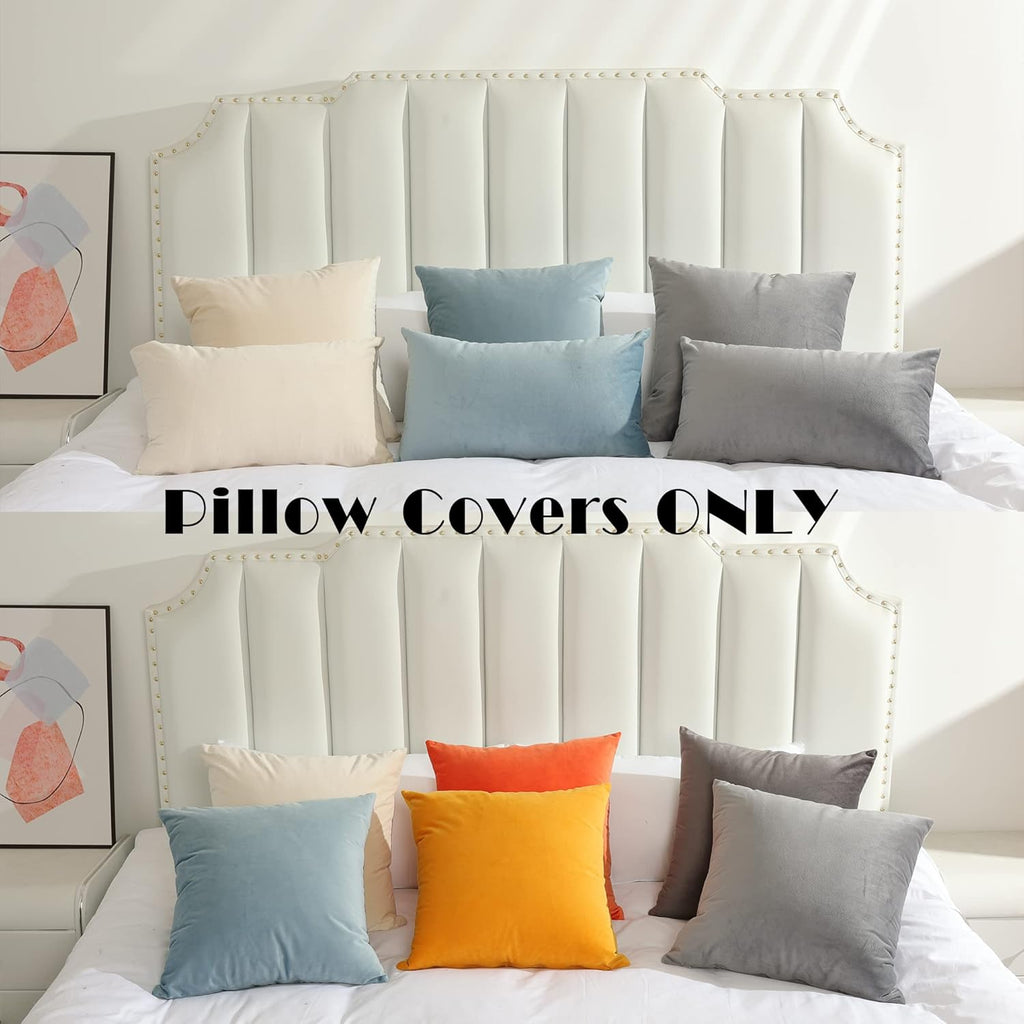 Super Soft Velvet Square Throw Pillow Covers, 18 x 18 inch (45 cm), Silver Blue, Pack of 2