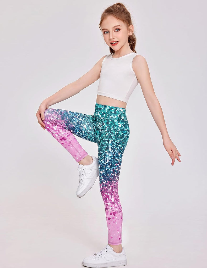 Girls Athletic Leggings with 4 Pockets Kids Workout Yoga Pants