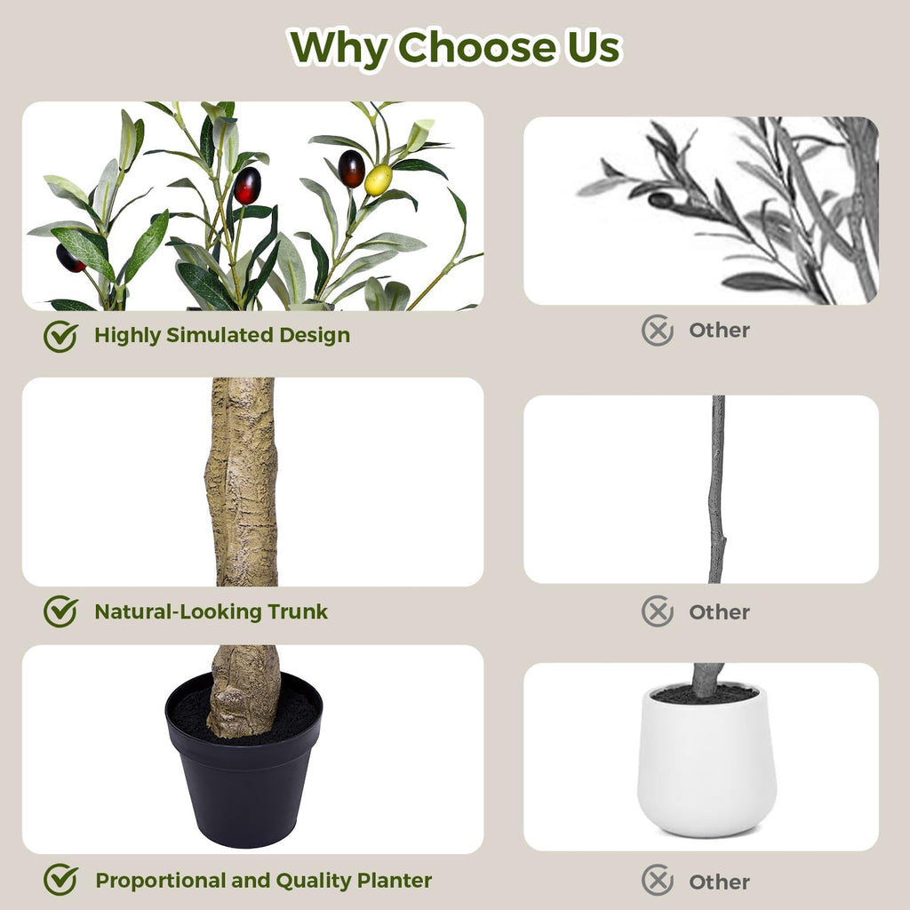 Olive Tree Indoor 10FT, Tall Faux Olive Tree with White Planter