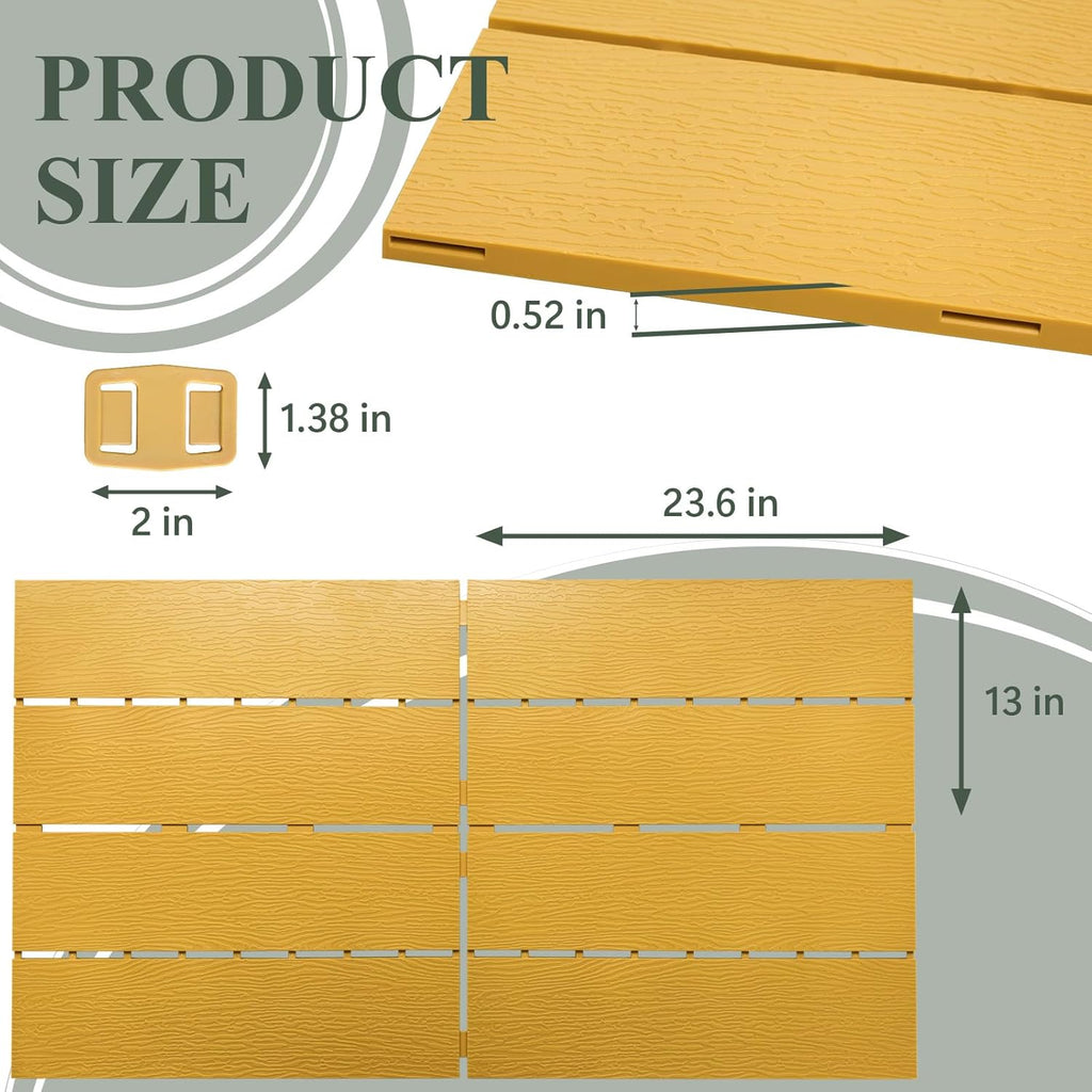 Plastic Interlocking Deck Tiles 24"x13"(6-Pack) Outdoor Patio Flooring, Waterproof All-Weather Decking for Balcony