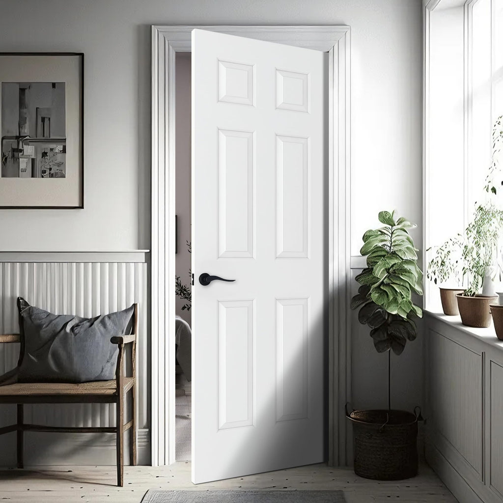 32x80 in Raised 6-Panel White Primed Interior Door Slab
