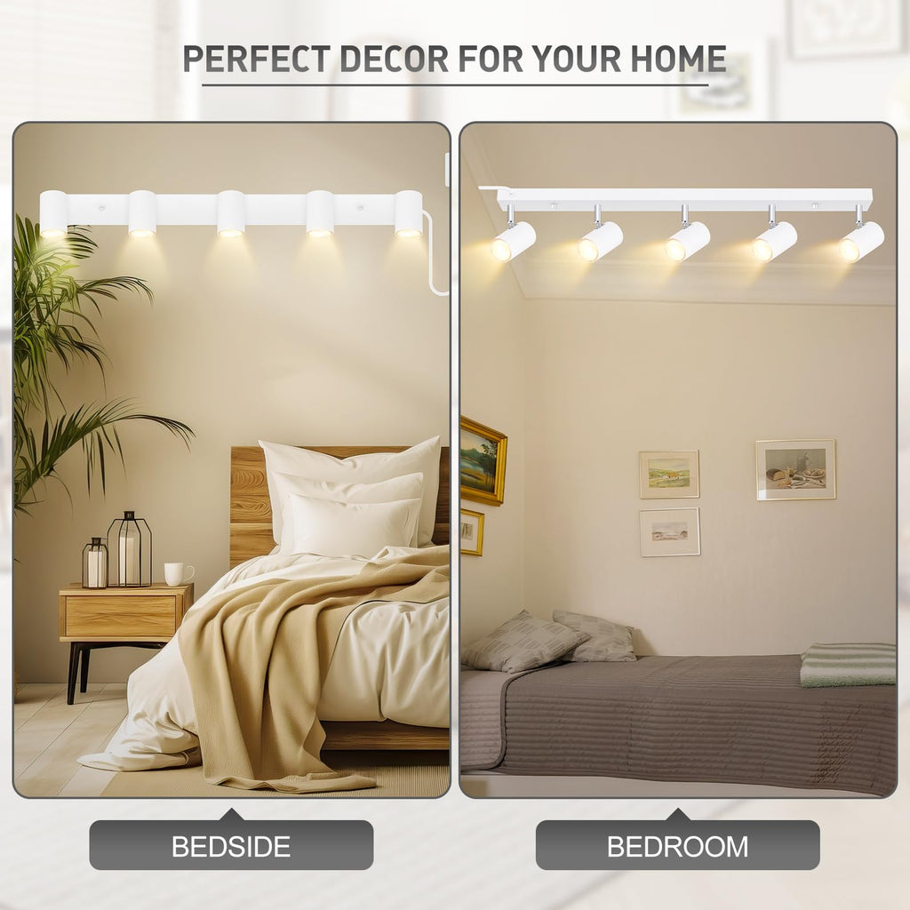 LED Plug-in Track Light Kit, Matte White, 5-Light