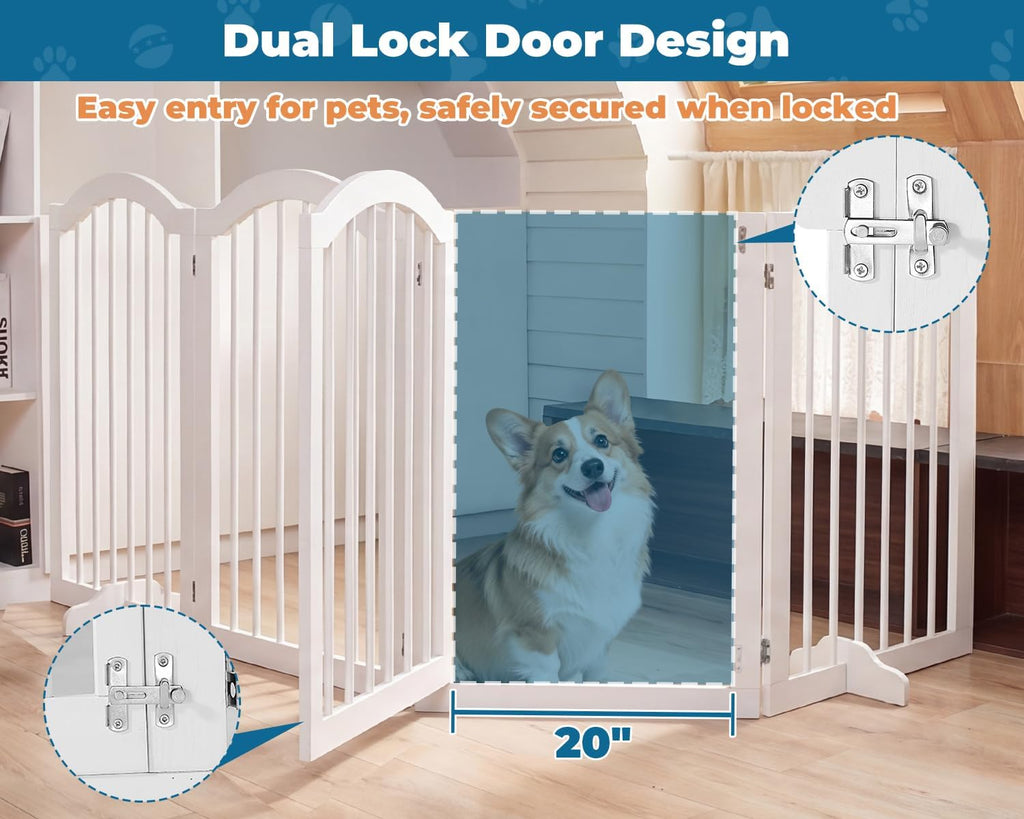 96" Wide 30" Tall Dog Gate 4-Panel Freestanding Pet Gates Indoor