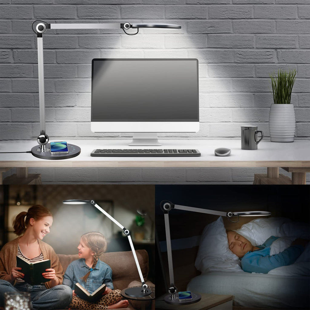 Desk Lamp,Led Architect Desk Lamp,Desk Lamps,Table lamp with Wireless Charger & Adjustable Swing Arm,Touch Control