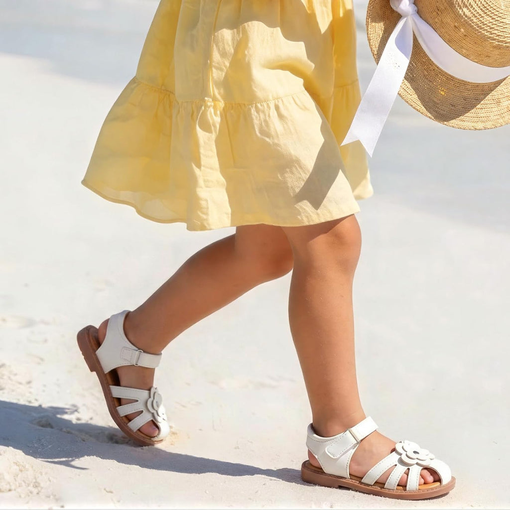 Girls Sandals Closed Toe Flower Summer Outdoor Beach Dress Shoes (Toddler/Little Kid)