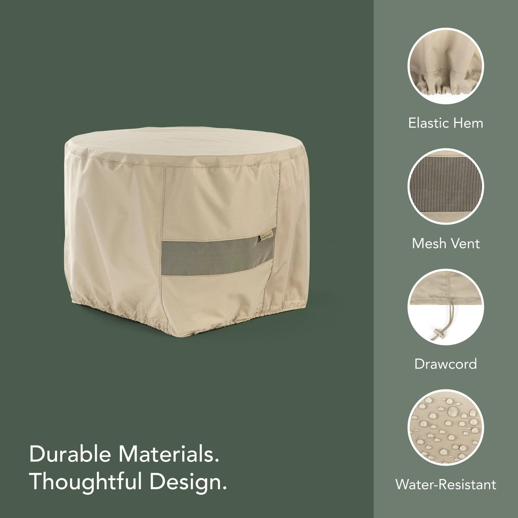 Elite Round Fire Pit Cover, Polyester, 54 Dia x 25H, Khaki