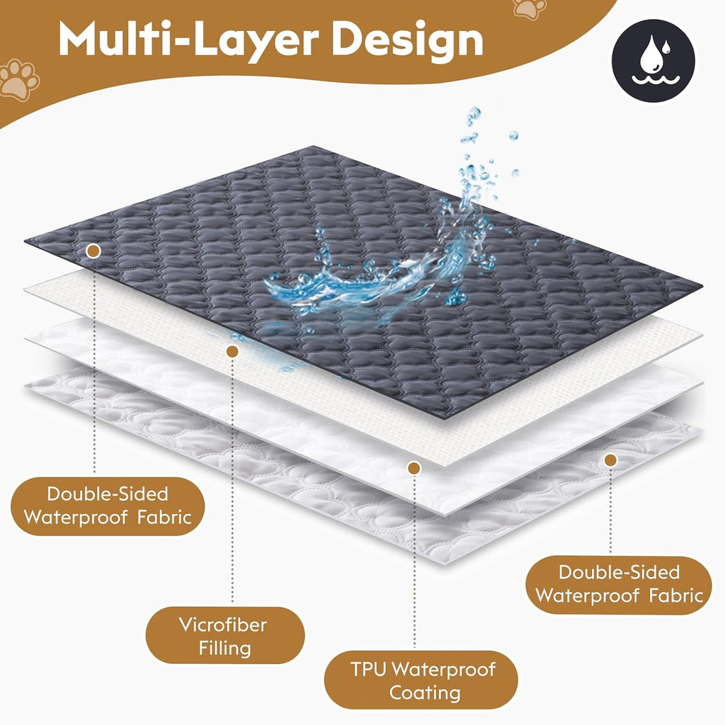 Waterproof Dog Blanket, Couch Cover for Dogs Washable, Reversible Dog Bed Cover. (Dark&Light Grey, 52 X 82 Inch - 1