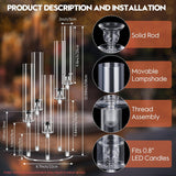 4 Set 5 Arm Acrylic Candle Holder, Mjkeomo 22'' Tall Candelabra Centerpieces for Tables, Candlesticks Holder with
