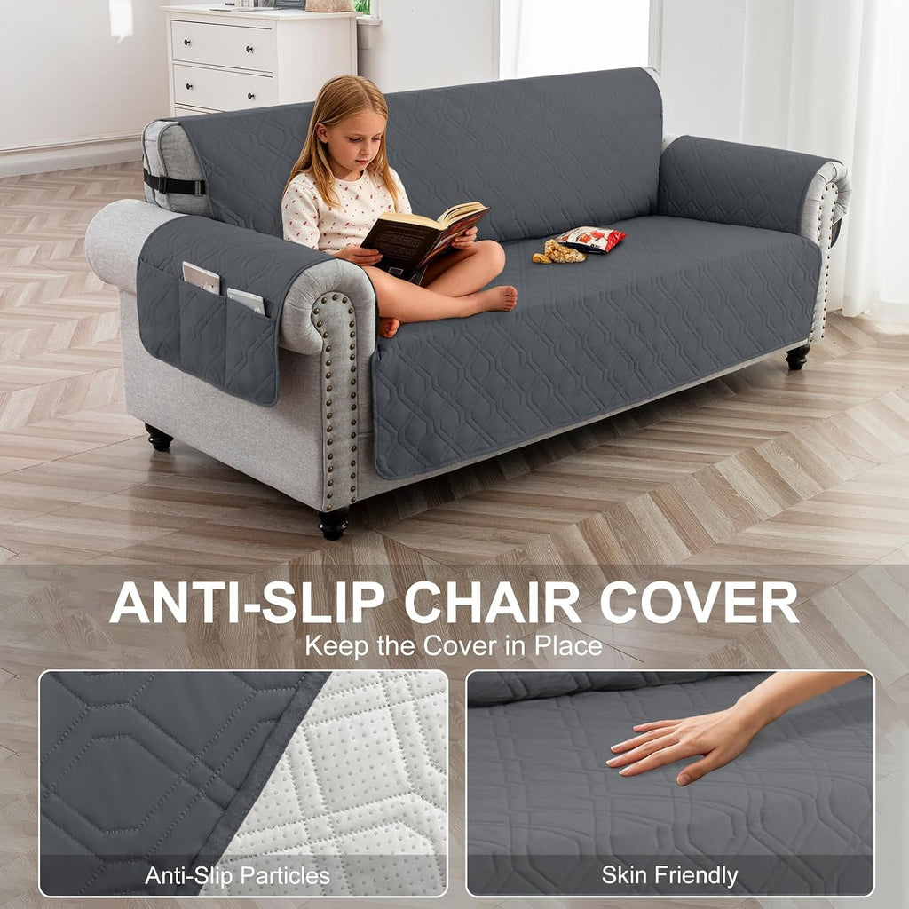 100% Waterproof Couch Sofa Cover, Pet‐Friendly Anti‐Scratch Furniture Protector for Dogs Cats, Non‐Slip