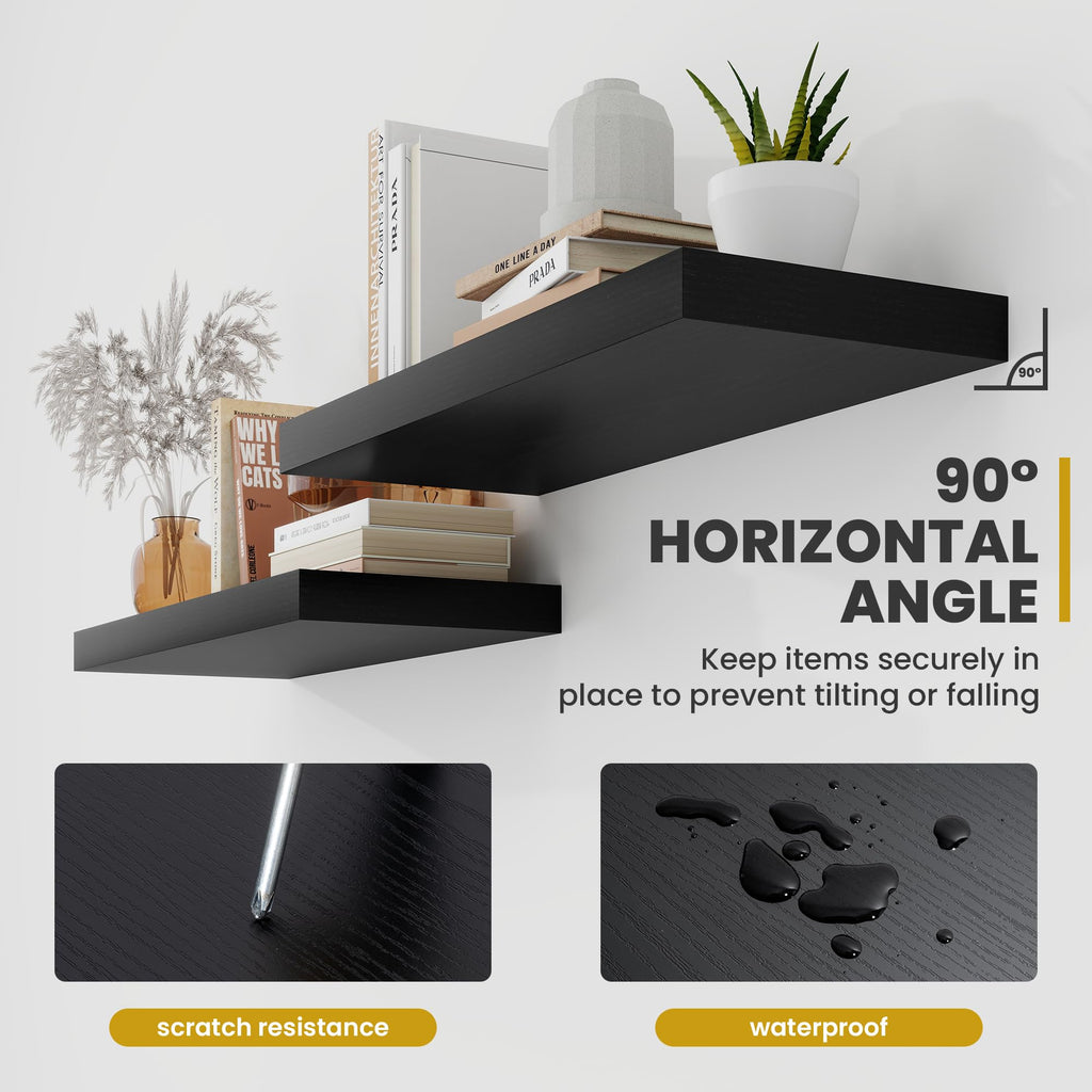 30 Inch Floating Shelves, 9.3" Deep Floating Shelf Wall Mounted, 30" Wall Shelves, Rustic Deep Bookshelf, Large