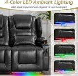 SAMERY Power Loveseat Recliner Sofa with Adjustable Split Back, Multi-Port Charger, Flip-Up Backrest & LED Lighting