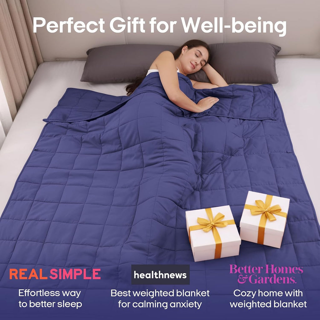 Weighted Blanket for Adults (80"x87", 25lbs, Dusk Blue) | King Size High Breathability Cooling Heavy Blanket, Soft
