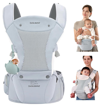 Baby Carrier with Hip Seat,All-Position Breathable Mesh Hip Seat & Carrier 0-36Months with Head Hood, 3 PCS Cotton