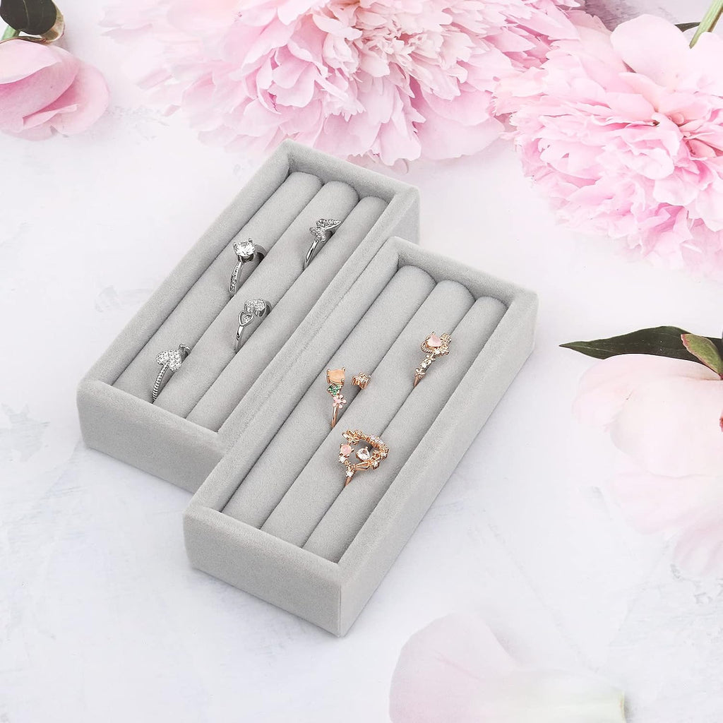Small Jewelry Tray, Ring Organizer, Velvet Jewelry Display Tray, Stackable Jewelry Organizer Trays, Jewelry - Set of 2