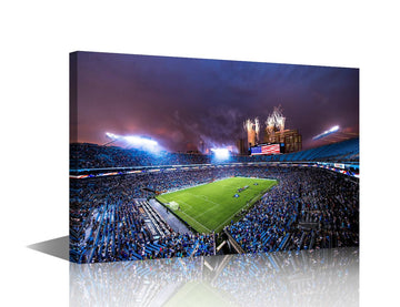 Large Wall American Football Team Canvas Wall Decor Bank of America Stadium Skyline Modern Office Wall Framed Ready
