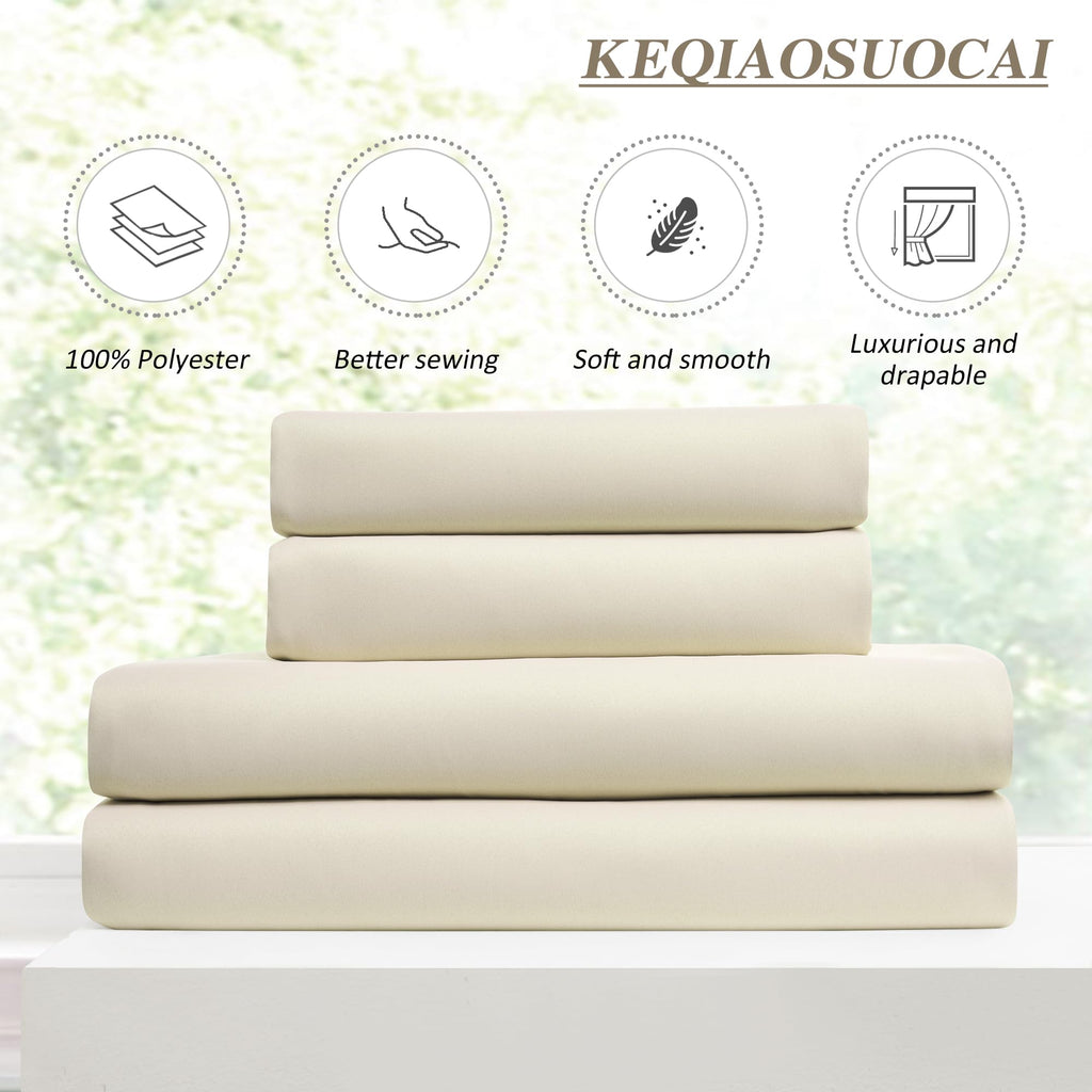 Cream Beige Curtains for Bay Windows, Sound Reducing Solid Window Treatment for Cafe/Kitchen/Night Shift, Blackout