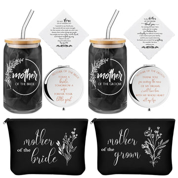 8 Pcs Mother of the Bride Groom Gifts Cup Bag Mirror, Simple