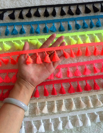 Colorful Cotton Tassel Fringe Lace Trim Ribbons Sewing Cloth DIY Crafts Sewing Curtains Clothes Craft - 5 Yards